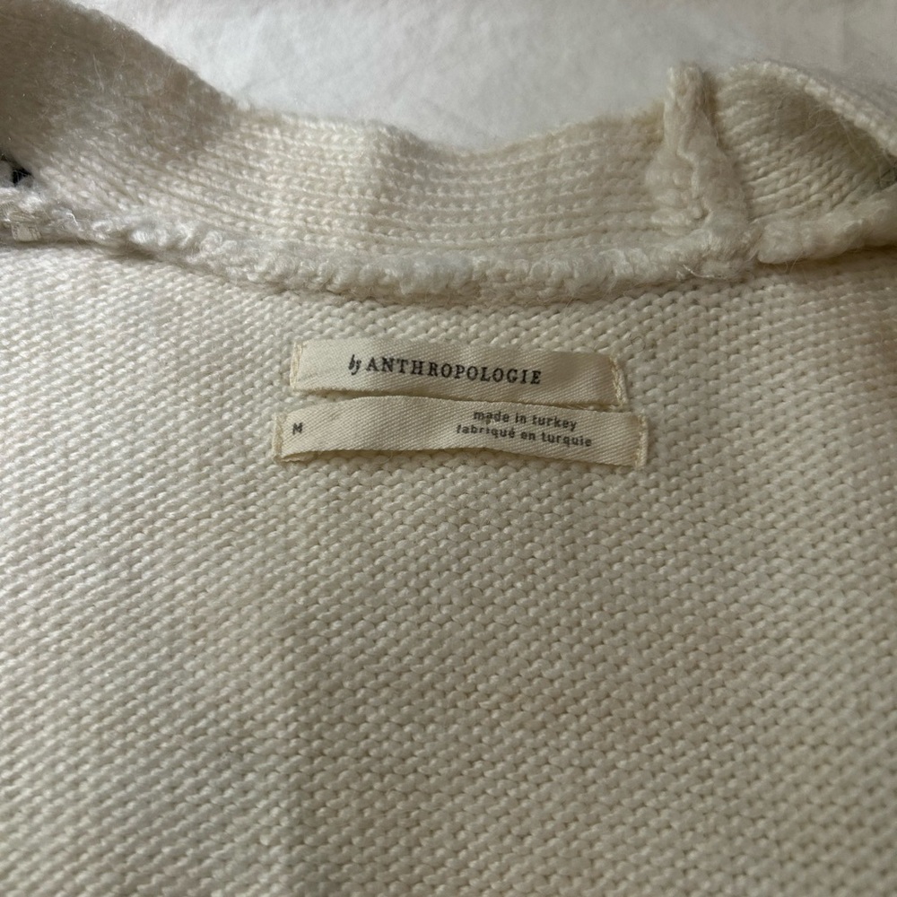 Anthropologie White Cardigan with Black Floral Embroidery - Picture 6 of 11